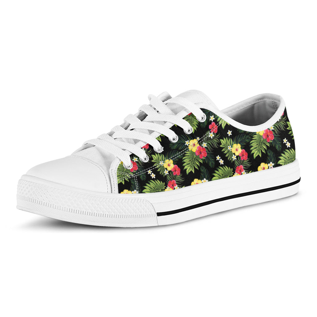 Tropical Hibiscus Aloha Pattern Print White Low Top Shoes