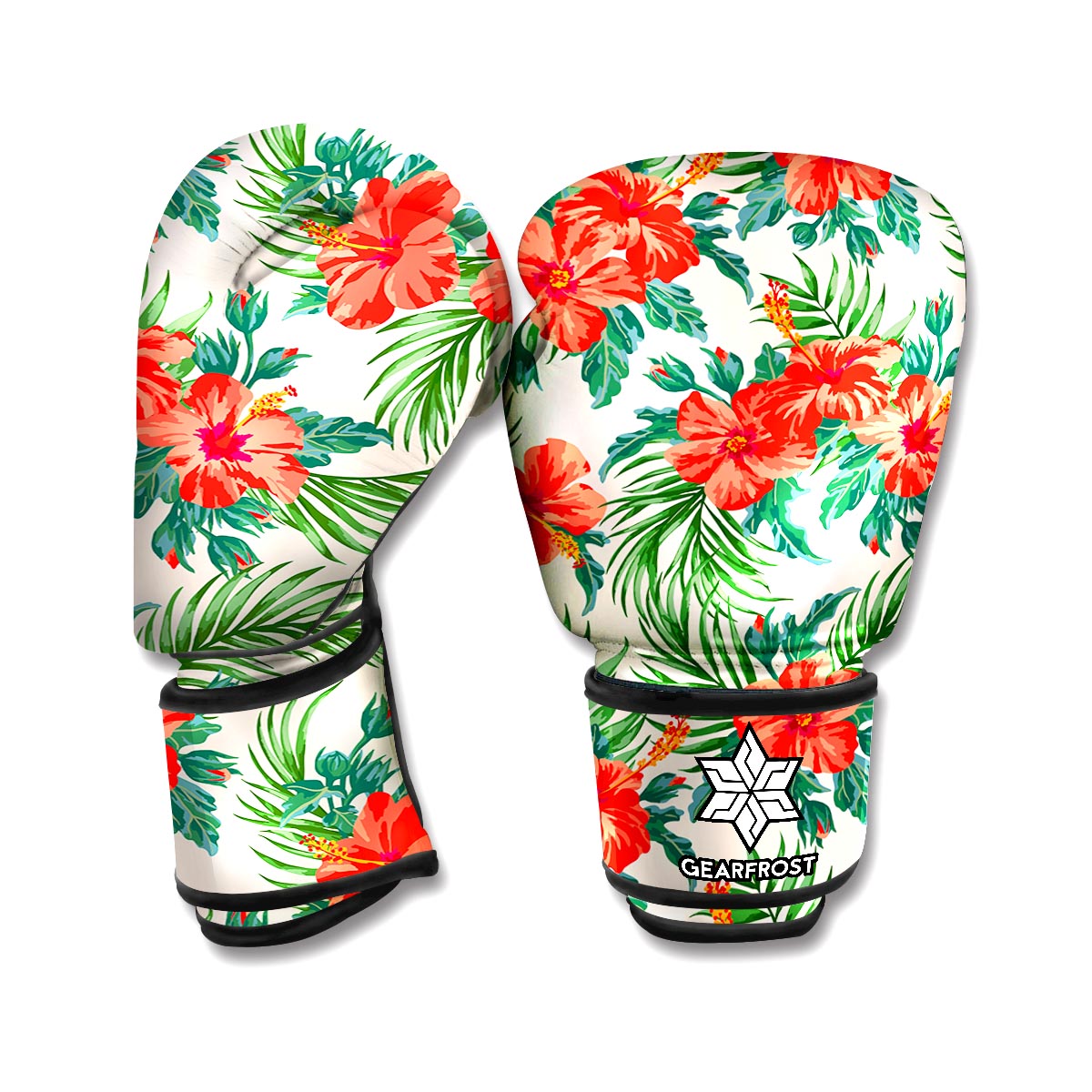 Tropical Hibiscus Blossom Pattern Print Boxing Gloves