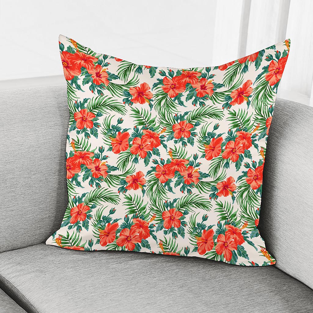 Tropical Hibiscus Blossom Pattern Print Pillow Cover