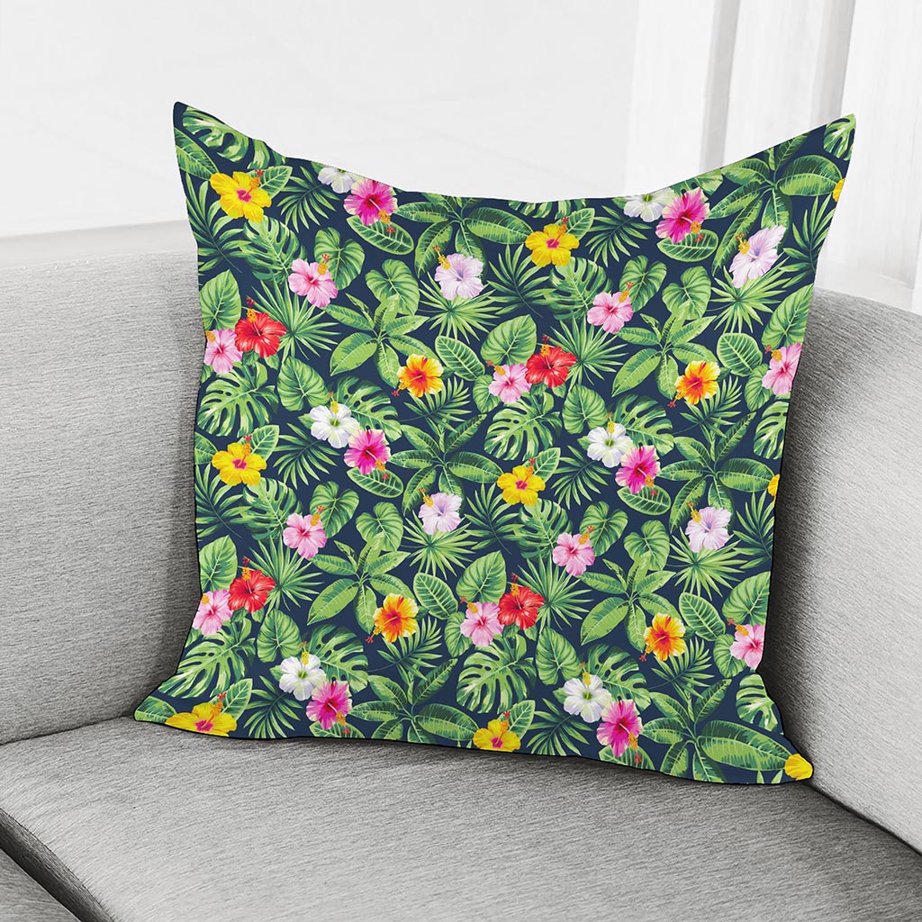 Tropical Hibiscus Flowers Pattern Print Pillow Cover