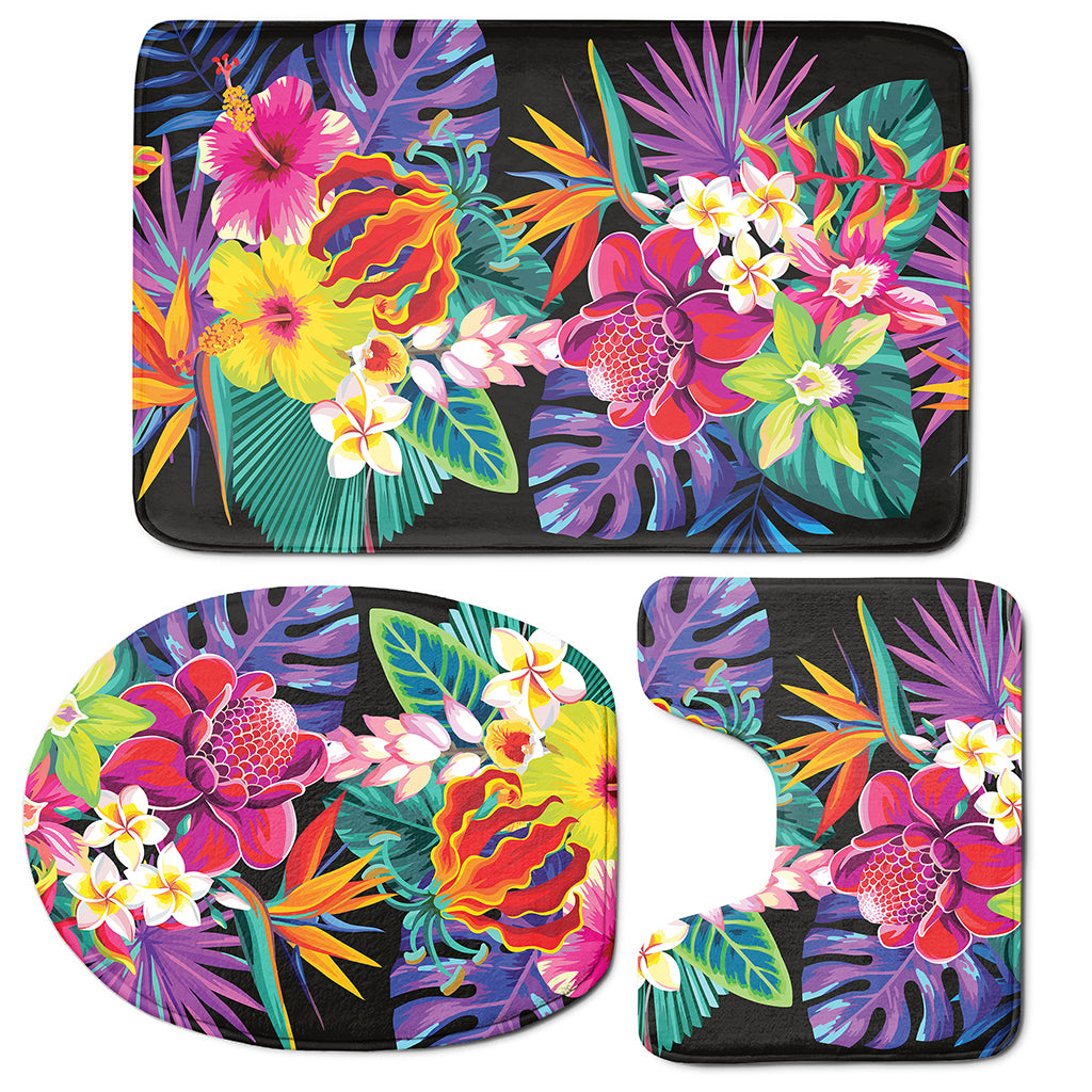 Tropical Hummingbird Print 3 Piece Bath Mat Set