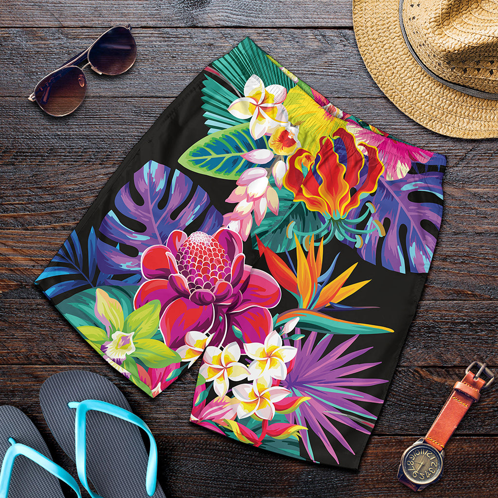 Tropical Hummingbird Print Men's Shorts
