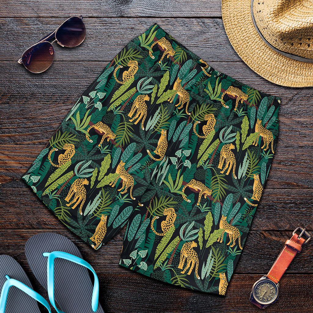 Tropical Jaguar Pattern Print Men's Shorts