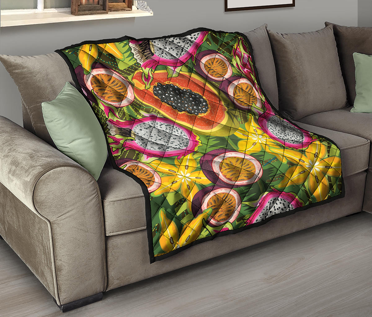Tropical Jungle Fruits Pattern Print Quilt