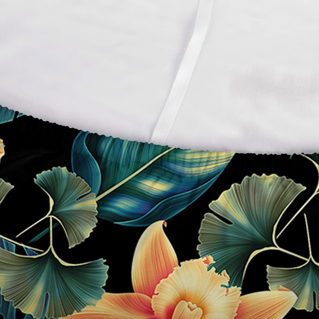 Tropical Leaf And Hawaiian Flower Print Sofa Cover