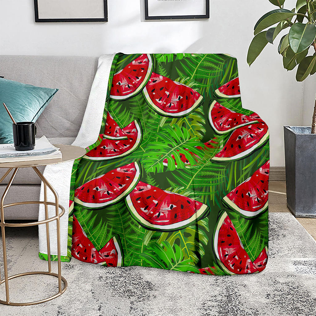 Tropical Leaf Watermelon Pattern Print Blanket