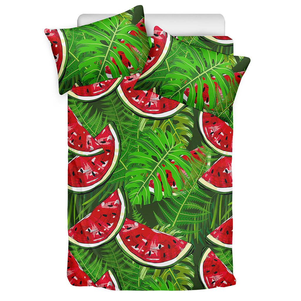 Tropical Leaf Watermelon Pattern Print Duvet Cover Bedding Set