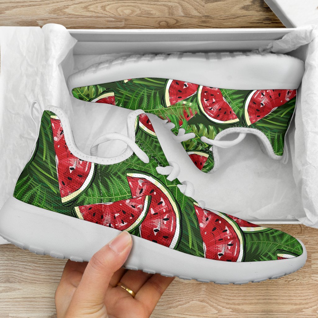 Tropical Leaf Watermelon Pattern Print Mesh Knit Shoes GearFrost