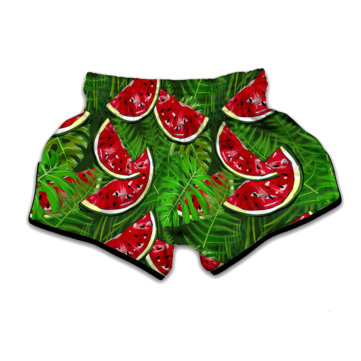 Tropical Leaf Watermelon Pattern Print Muay Thai Boxing Shorts