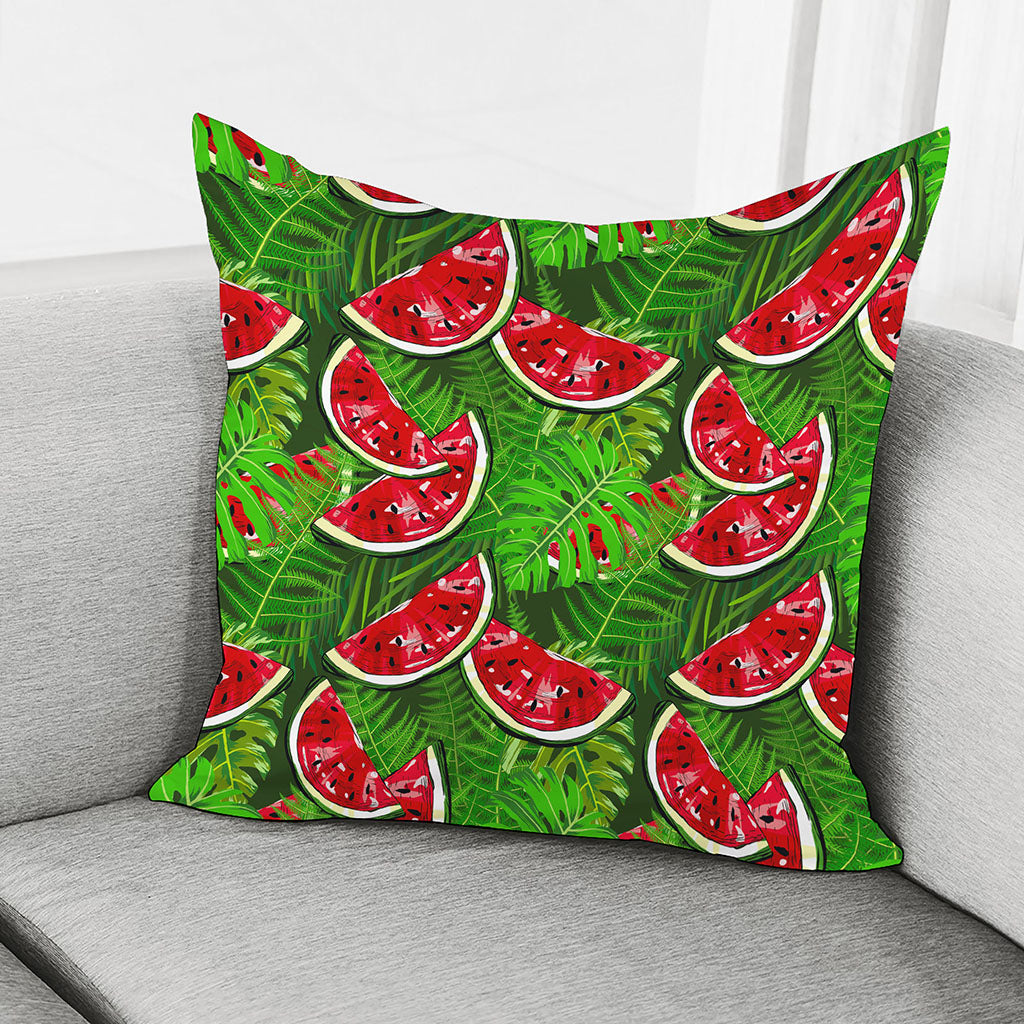 Tropical Leaf Watermelon Pattern Print Pillow Cover