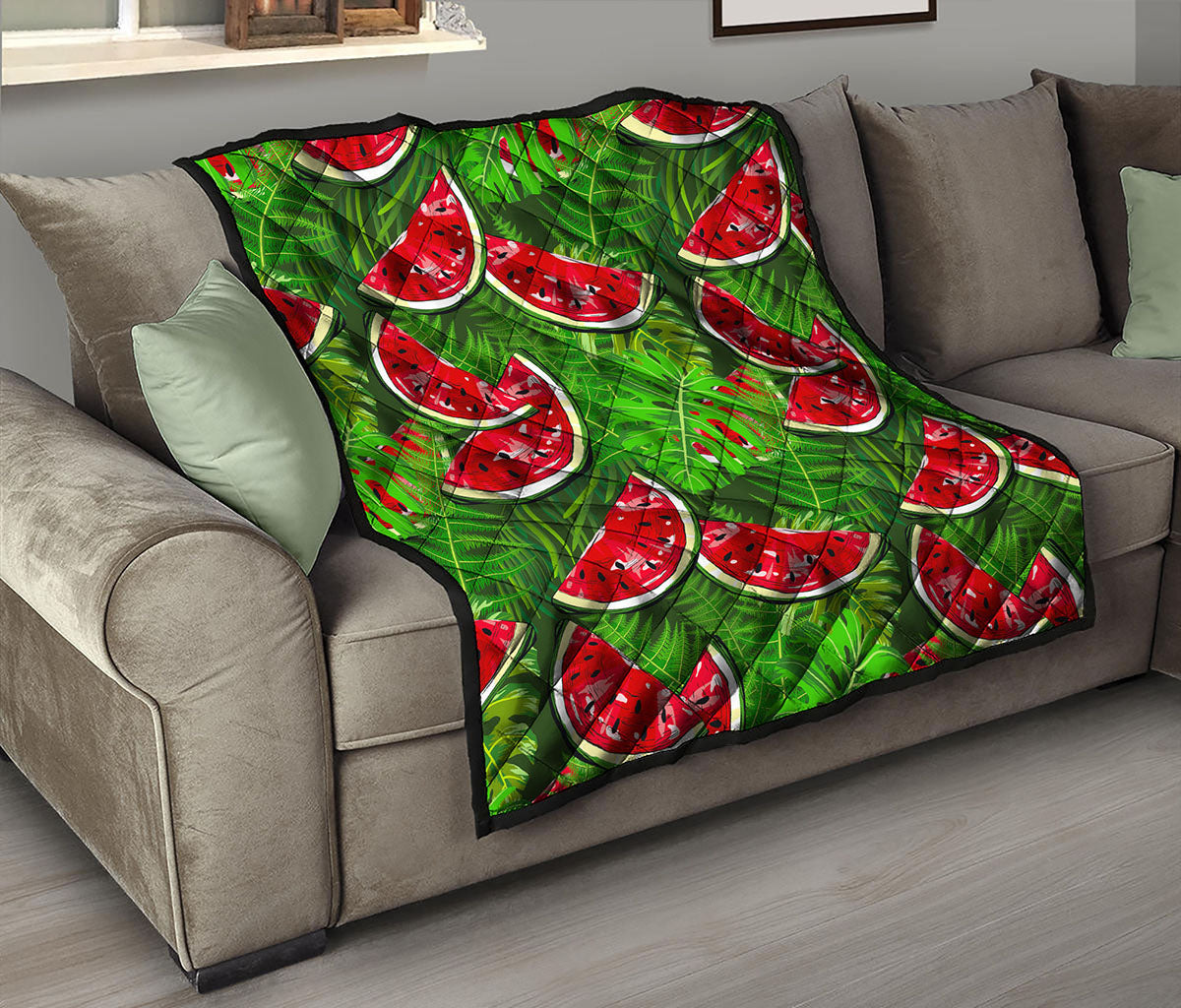 Tropical Leaf Watermelon Pattern Print Quilt