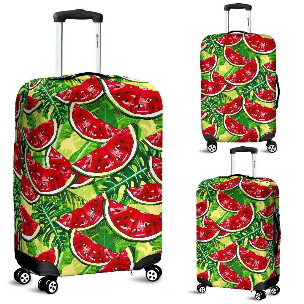Tropical Leaves Watermelon Pattern Print Luggage Cover GearFrost