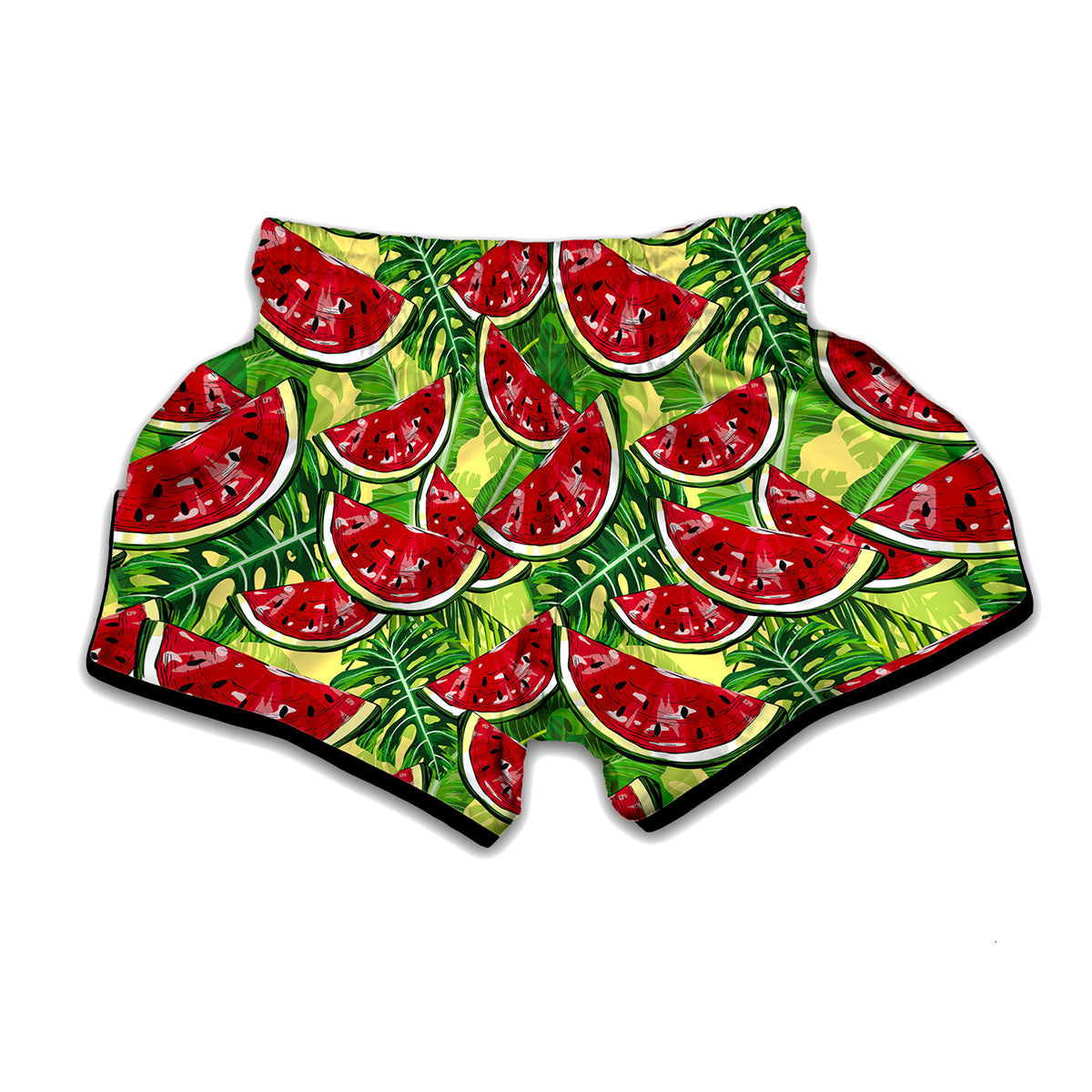 Tropical Leaves Watermelon Pattern Print Muay Thai Boxing Shorts