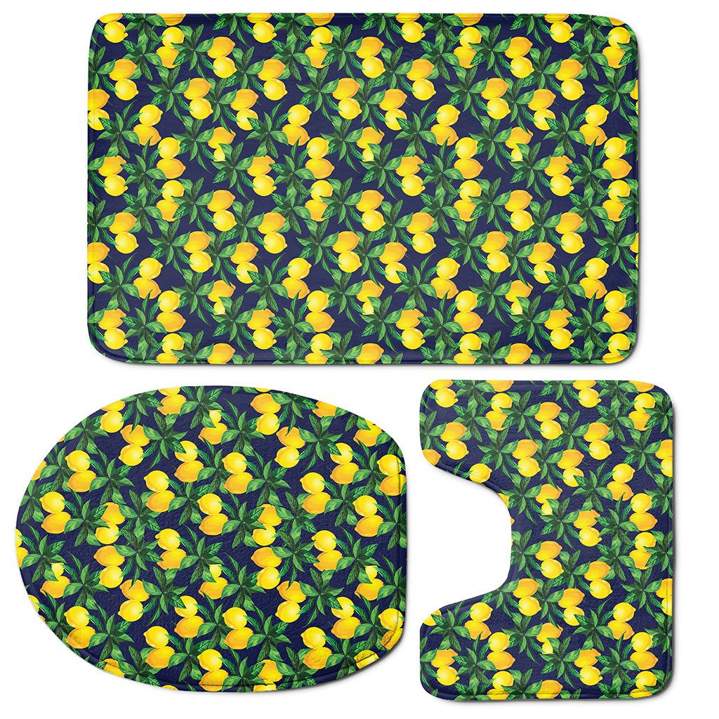 Tropical Lemon Pattern Print 3 Piece Bath Mat Set