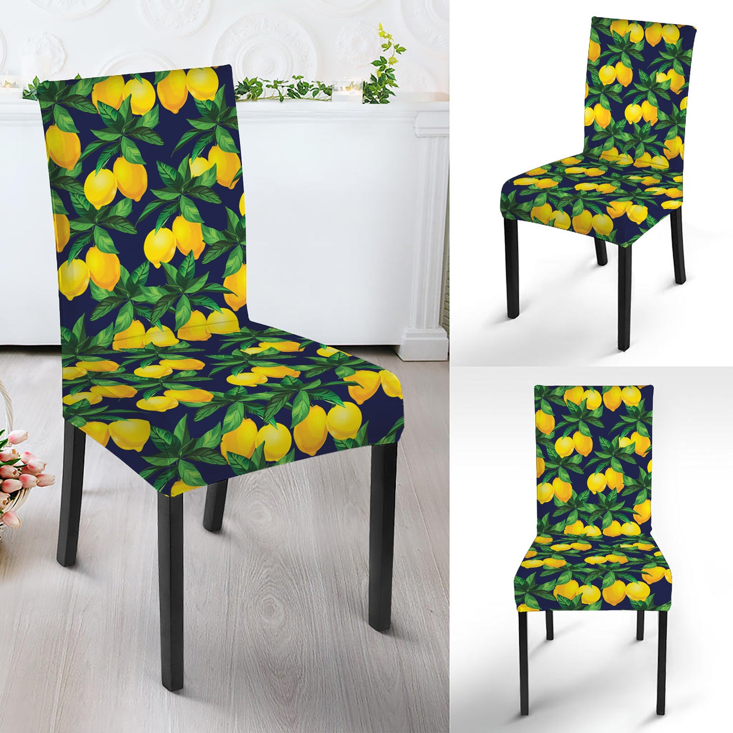 Tropical Lemon Pattern Print Dining Chair Slipcover