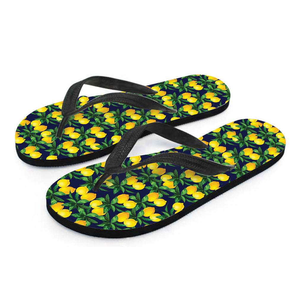 Tropical Lemon Pattern Print Flip Flops