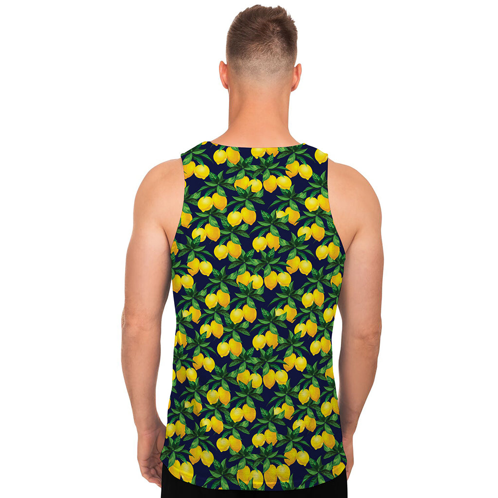 Tropical Lemon Pattern Print Men's Tank Top