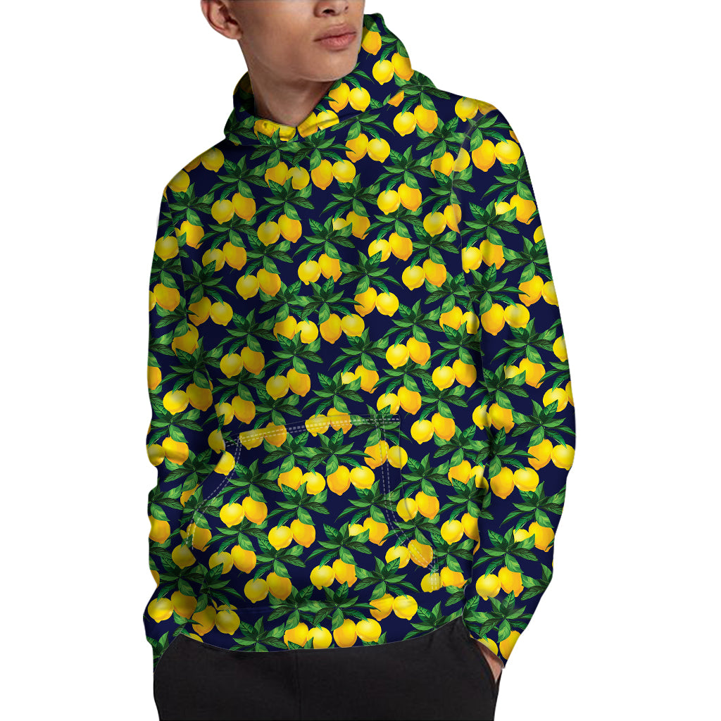 Tropical Lemon Pattern Print Pullover Hoodie