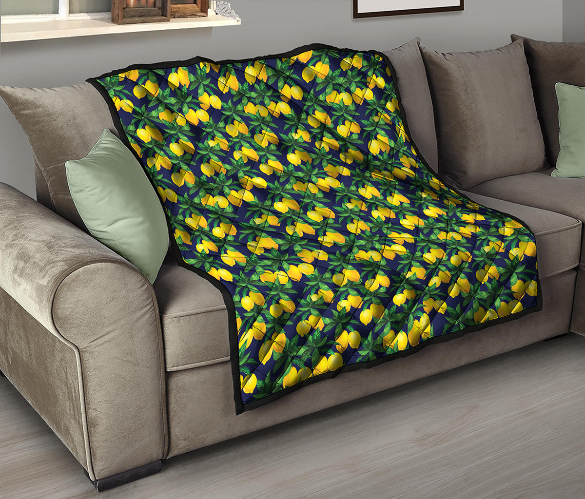 Tropical Lemon Pattern Print Quilt