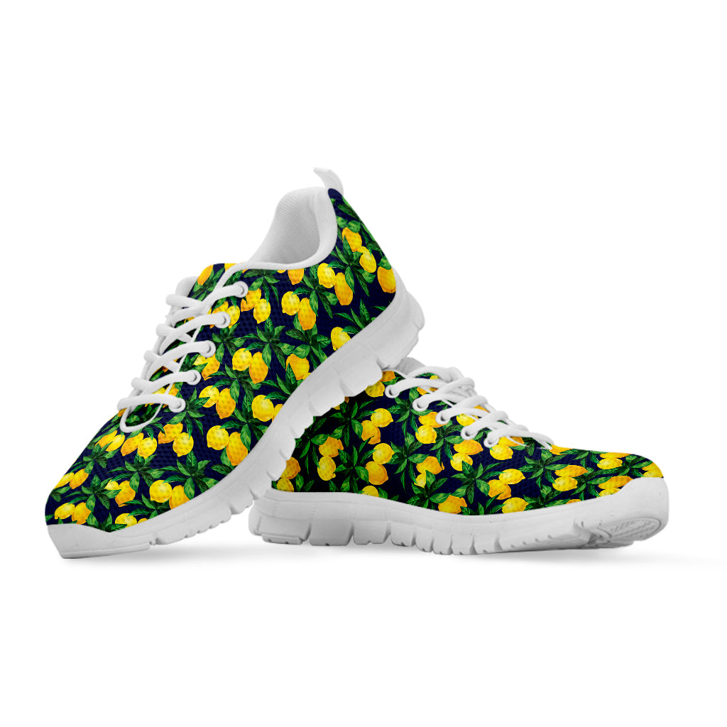 Tropical Lemon Pattern Print White Sneakers