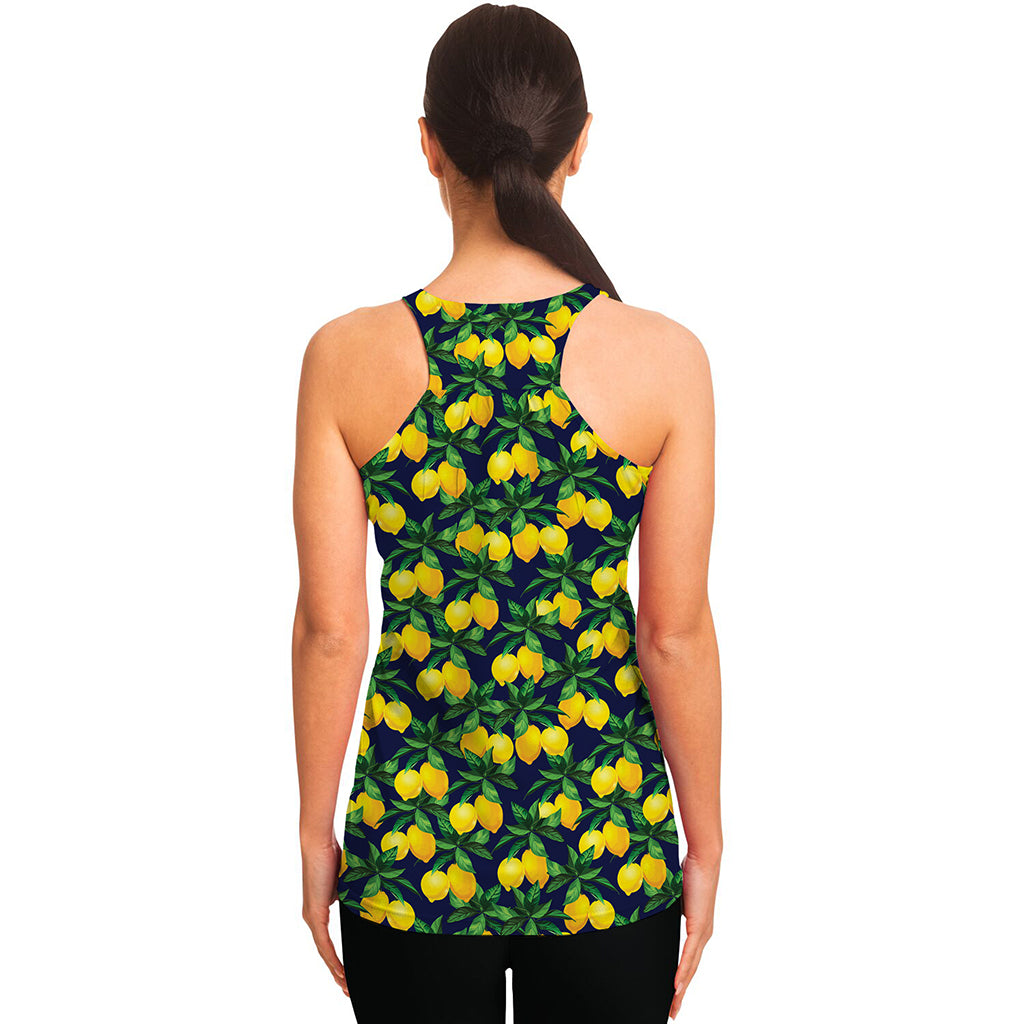 Tropical Lemon Pattern Print Women's Racerback Tank Top