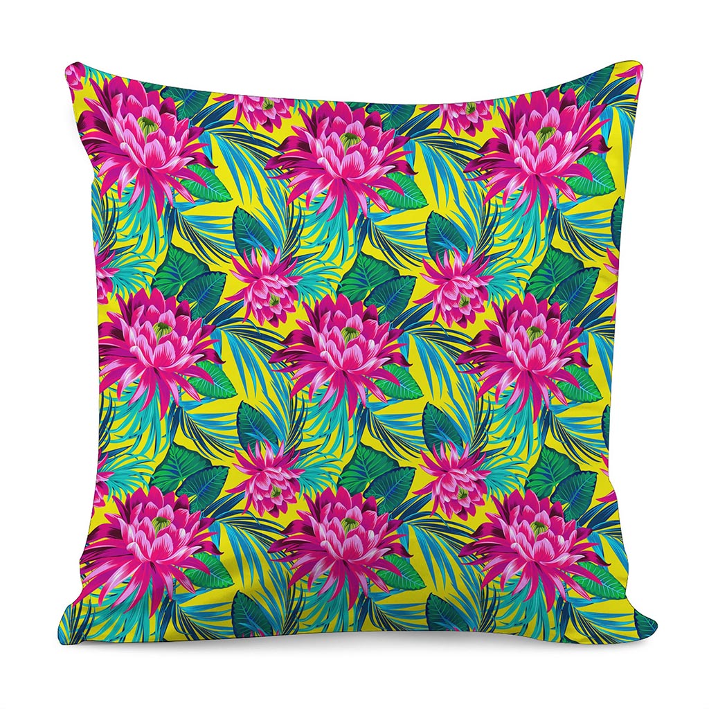 Tropical Lotus Pattern Print Pillow Cover