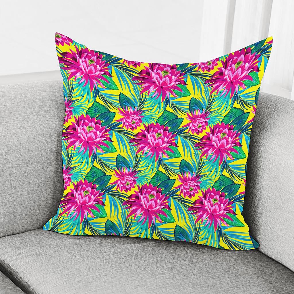 Tropical Lotus Pattern Print Pillow Cover