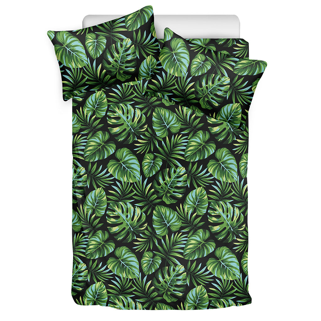 Tropical Monstera Leaves Pattern Print Duvet Cover Bedding Set