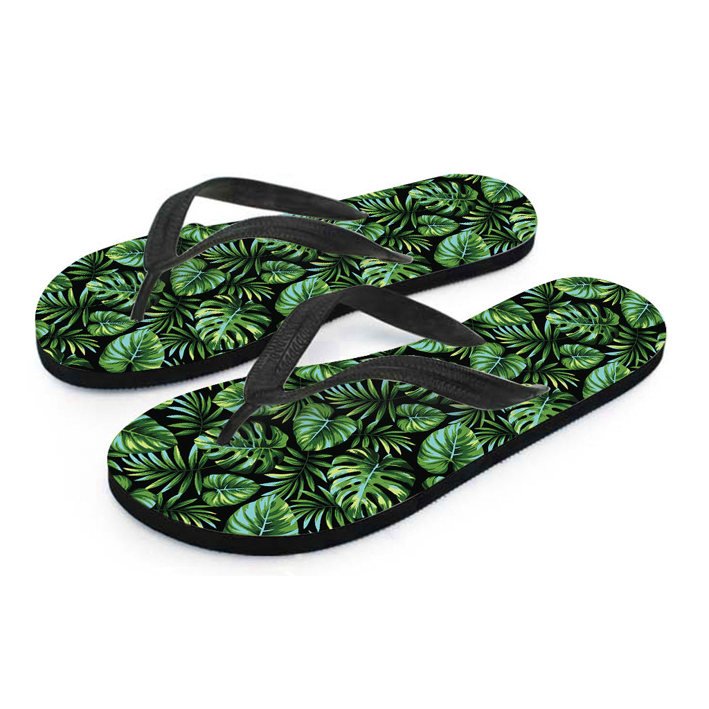 Tropical Monstera Leaves Pattern Print Flip Flops