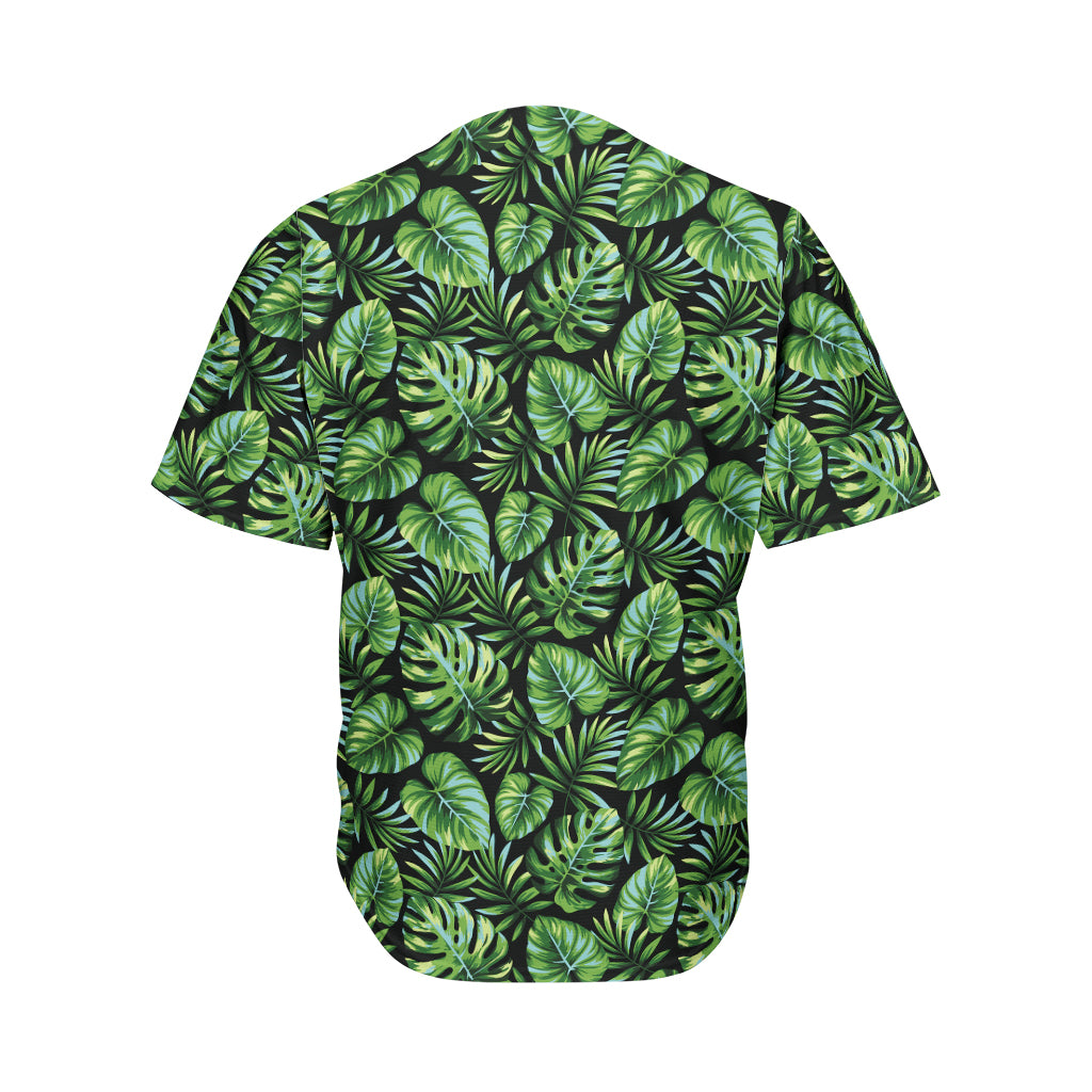 Tropical Monstera Leaves Pattern Print Men's Baseball Jersey
