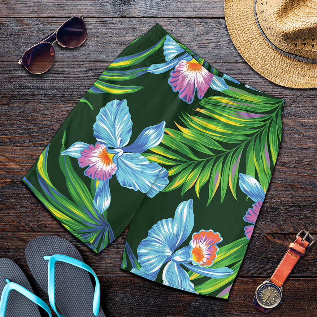 Tropical Orchid Flower Pattern Print Men's Shorts