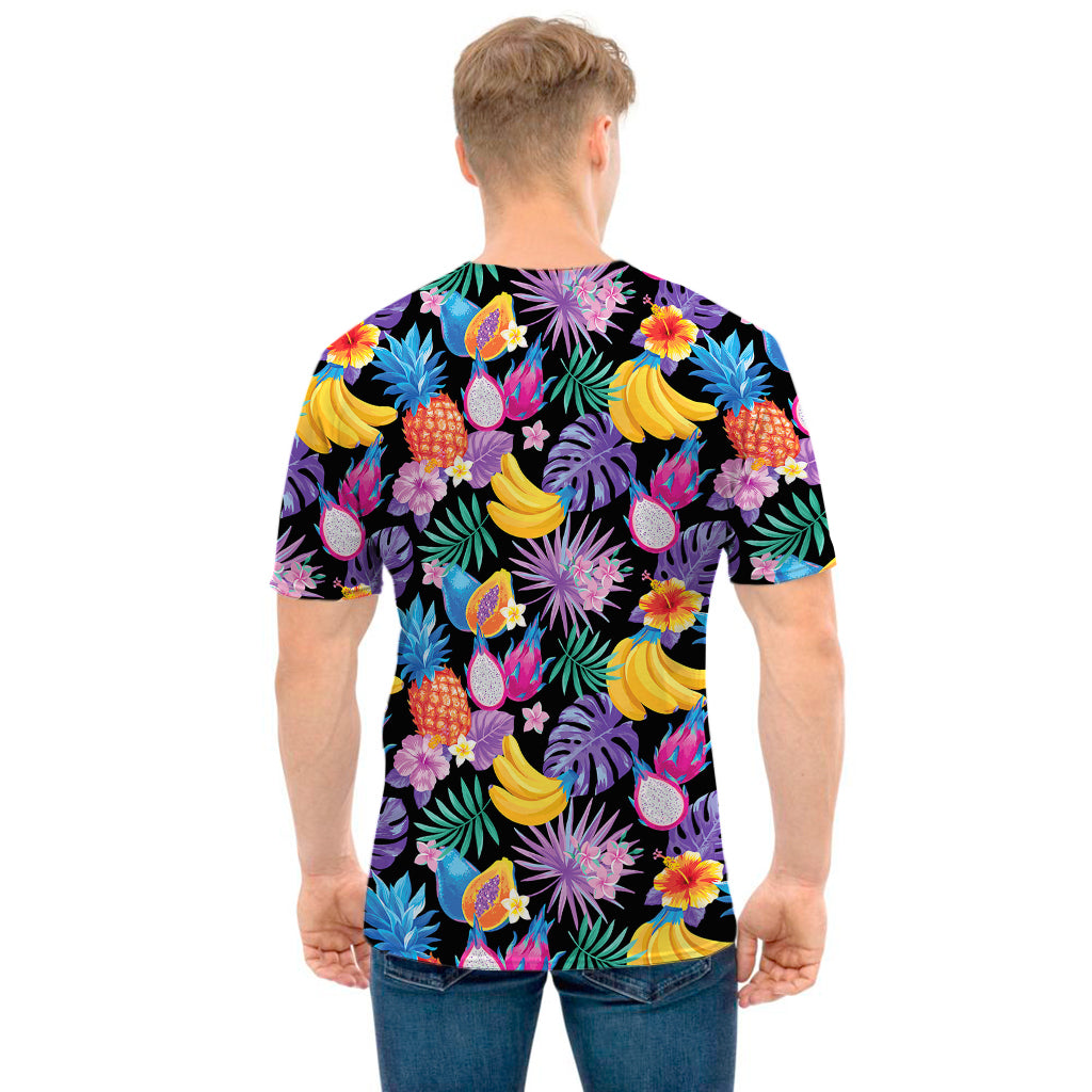 Tropical Palm And Hawaiian Fruits Print Men's T-Shirt