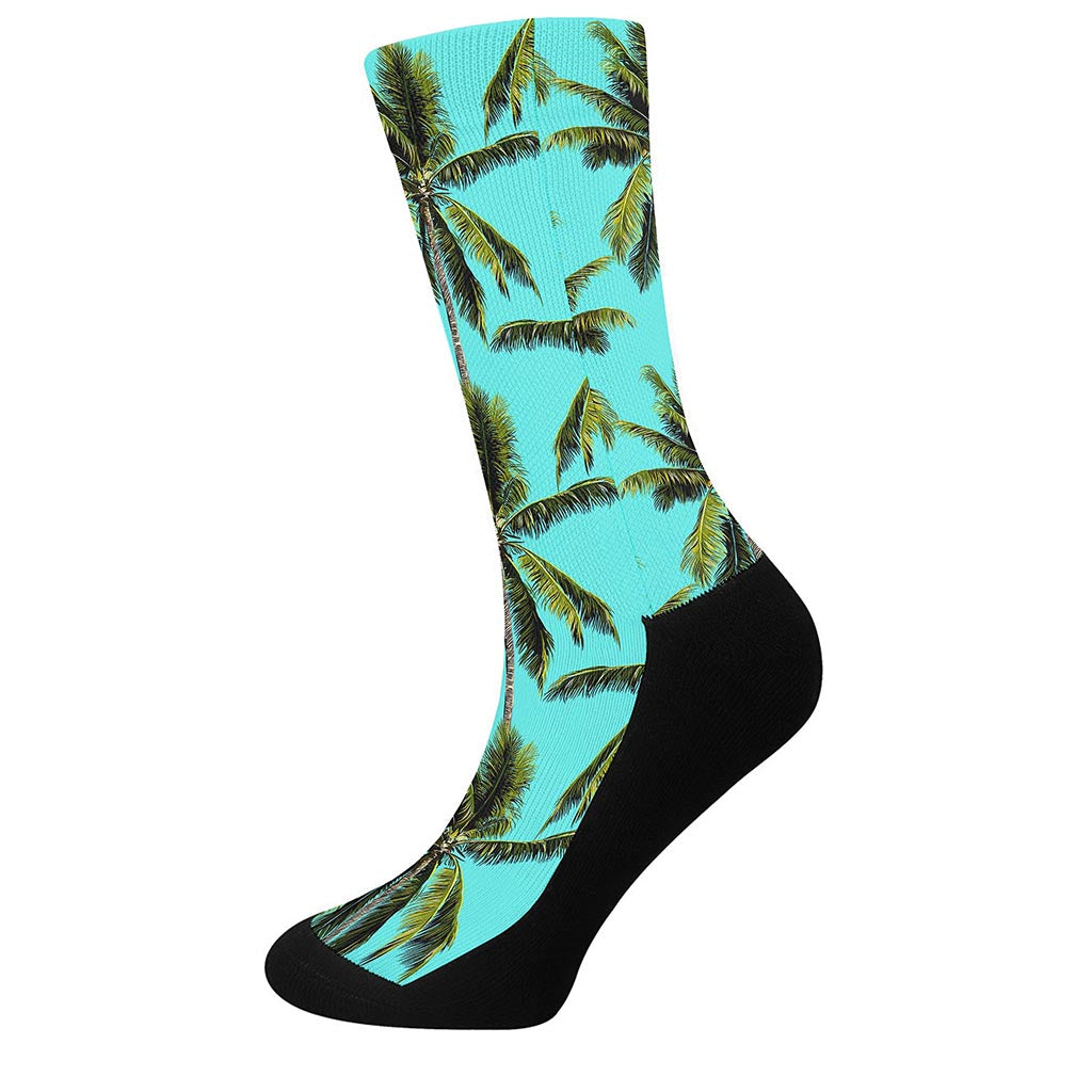 Tropical Palm Tree Pattern Print Crew Socks
