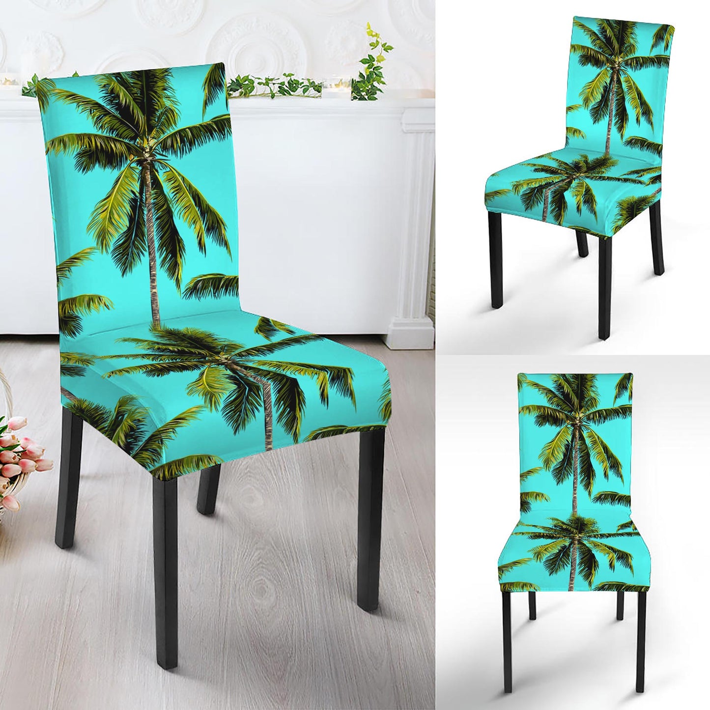 Tropical Palm Tree Pattern Print Dining Chair Slipcover