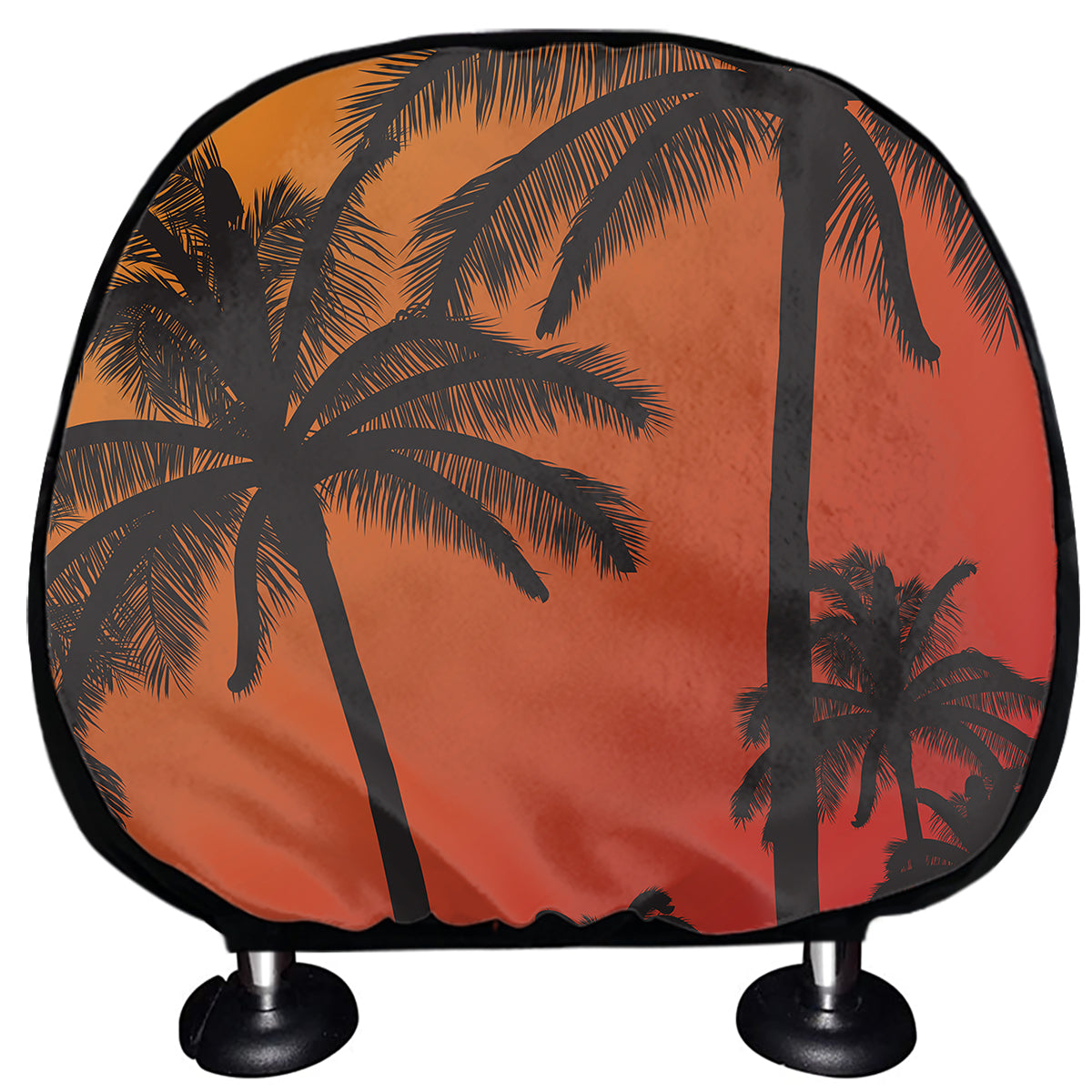 Tropical Palm Tree Sunset Print Car Headrest Covers