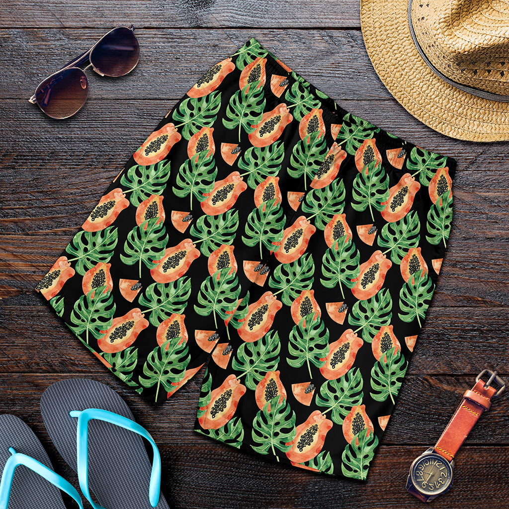 Tropical Papaya Pattern Print Men's Shorts