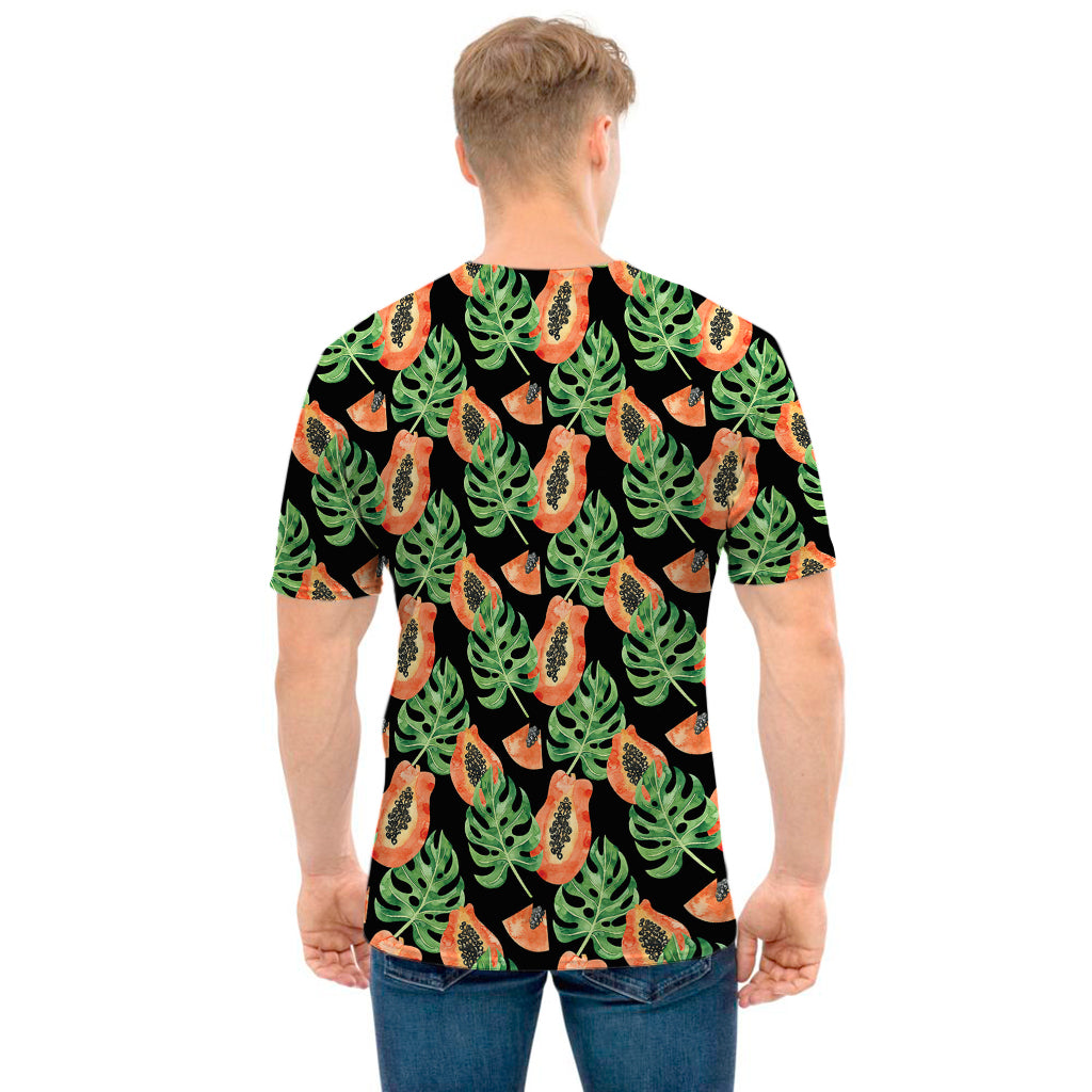 Tropical Papaya Pattern Print Men's T-Shirt