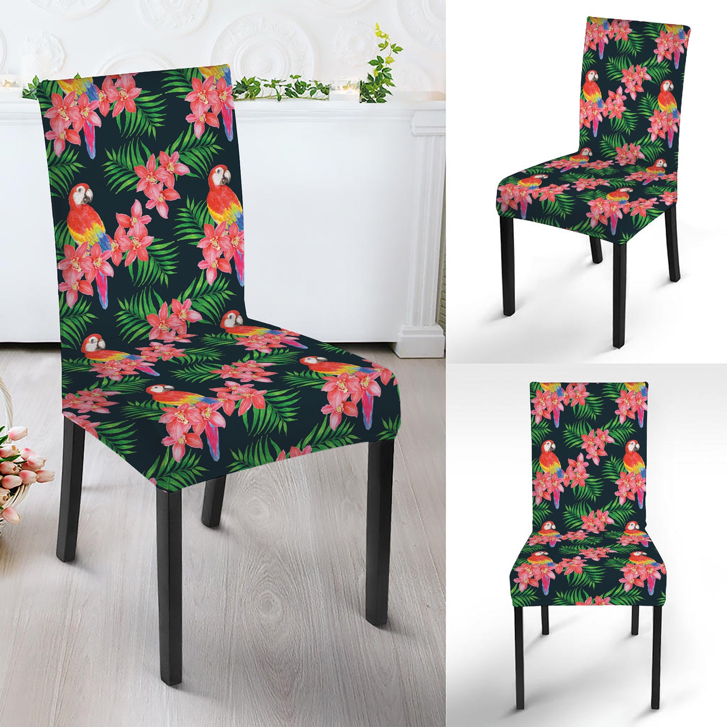 Tropical Parrot Pattern Print Dining Chair Slipcover
