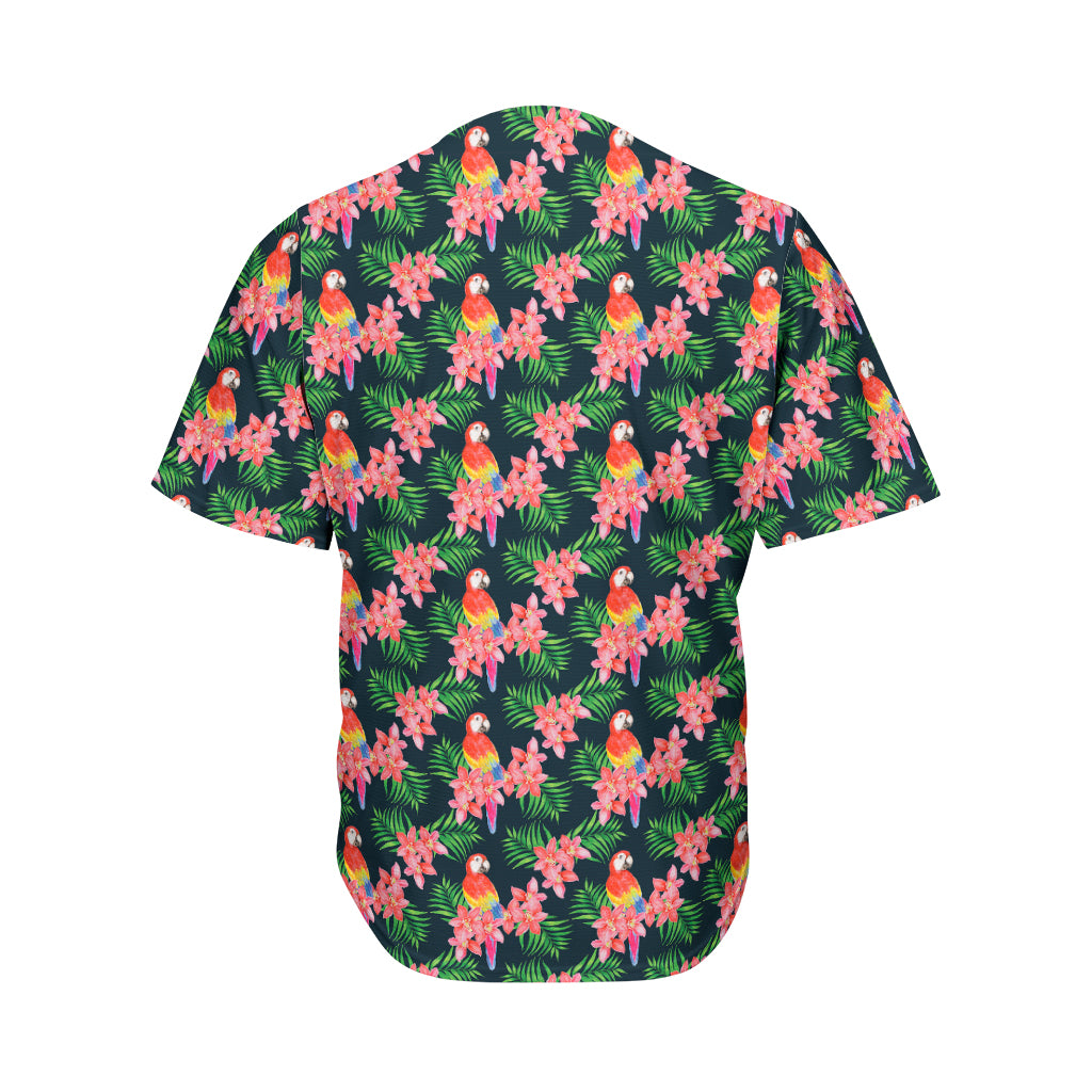 Tropical Parrot Pattern Print Men's Baseball Jersey