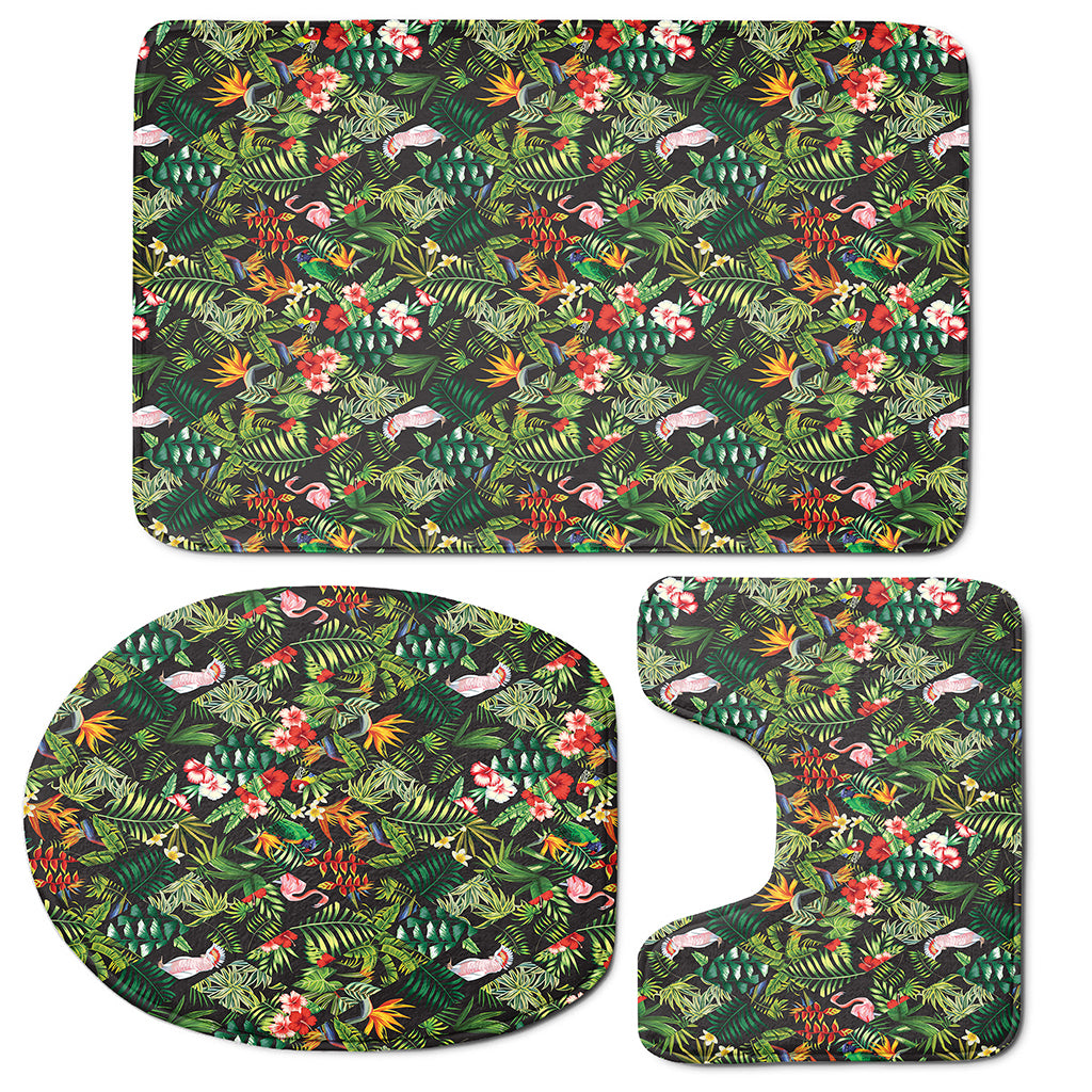 Tropical Patchwork Pattern Print 3 Piece Bath Mat Set
