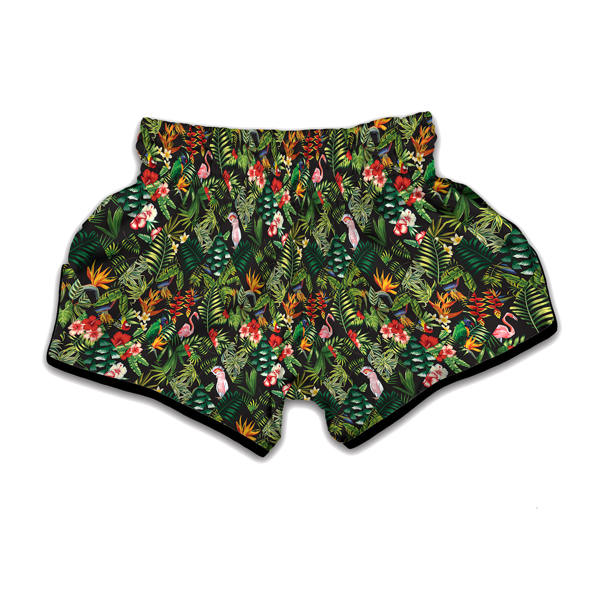 Tropical Patchwork Pattern Print Muay Thai Boxing Shorts