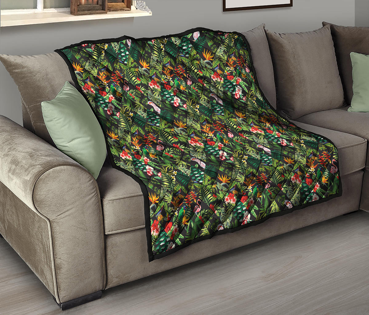 Tropical Patchwork Pattern Print Quilt