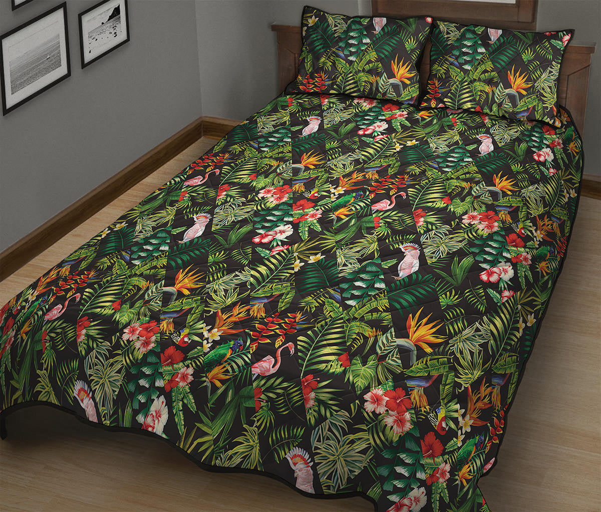 Tropical Patchwork Pattern Print Quilt Bed Set