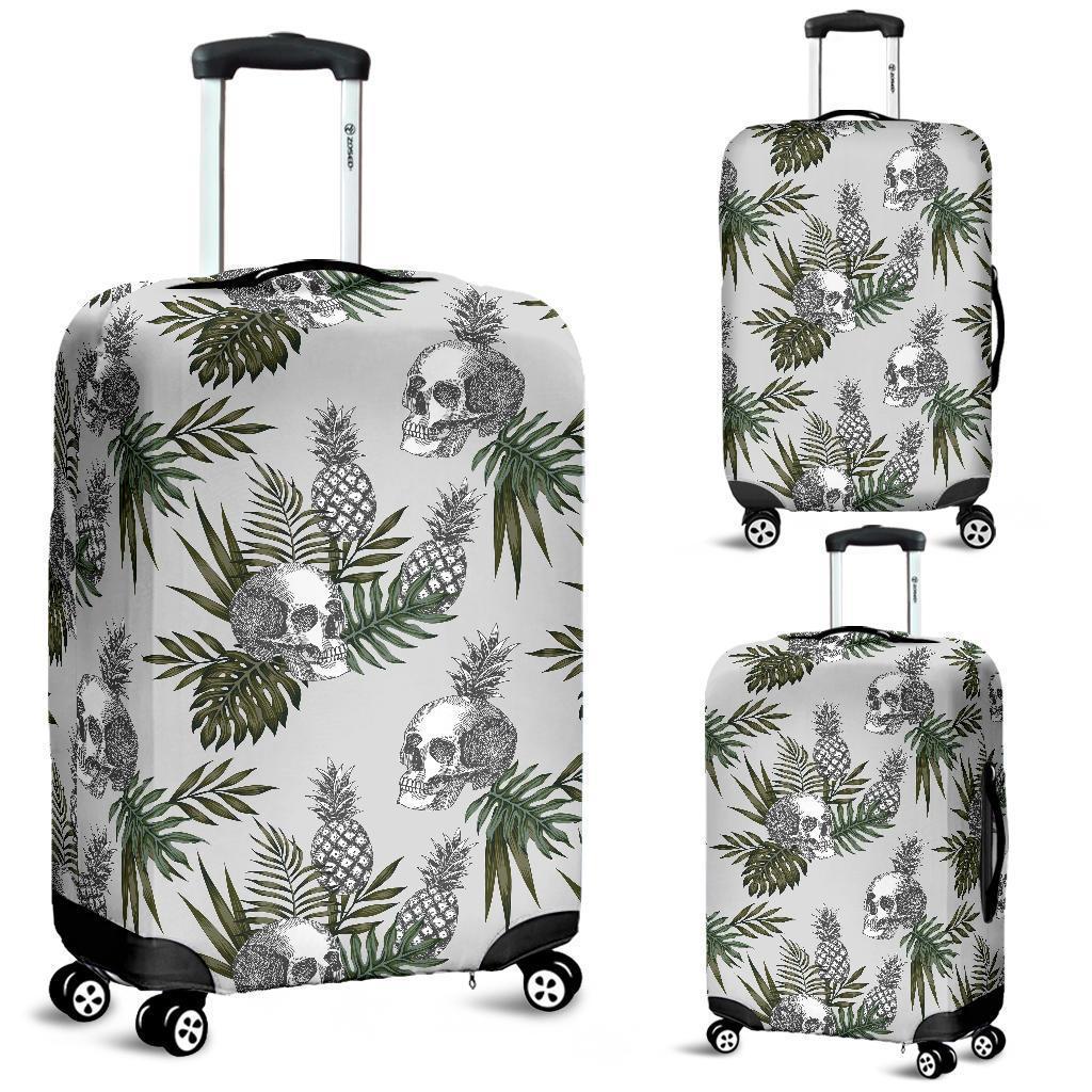 Tropical Pineapple Skull Pattern Print Luggage Cover GearFrost