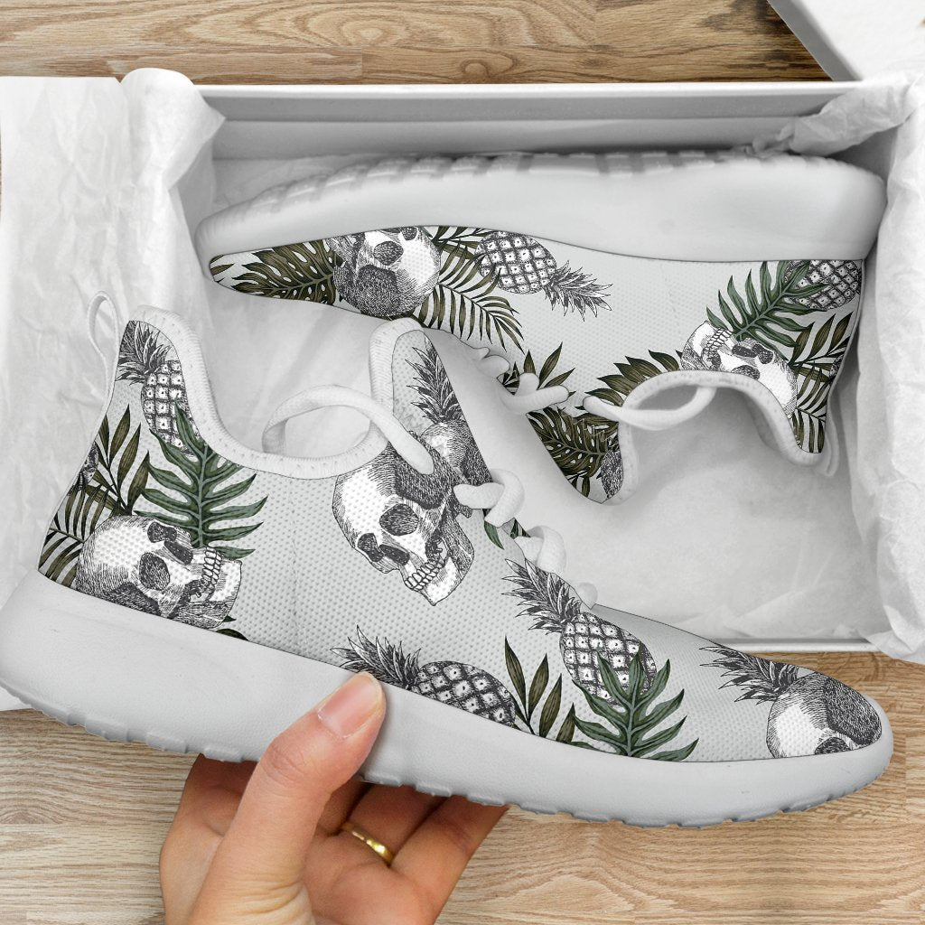 Tropical Pineapple Skull Pattern Print Mesh Knit Shoes GearFrost