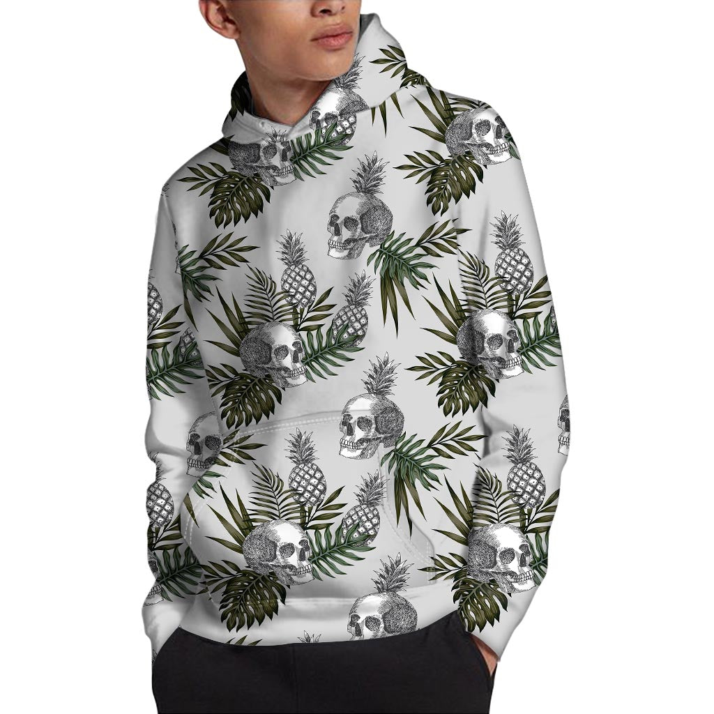 Tropical Pineapple Skull Pattern Print Pullover Hoodie