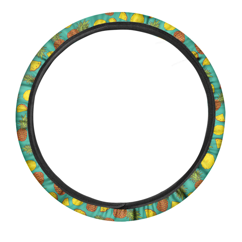 Tropical Pineapples Pattern Print Car Steering Wheel Cover
