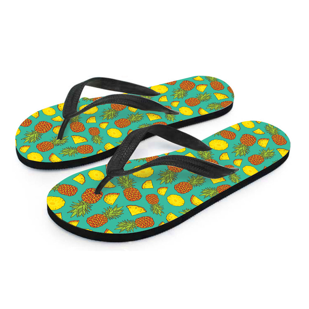 Tropical Pineapples Pattern Print Flip Flops