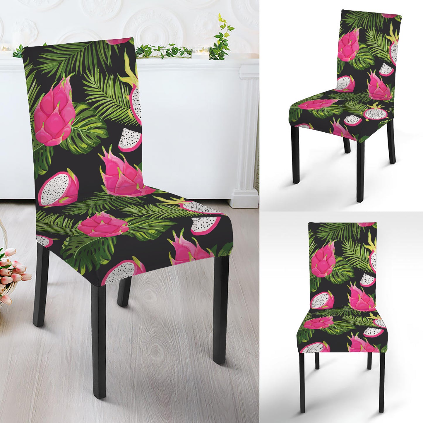 Tropical Pitaya Pattern Print Dining Chair Slipcover