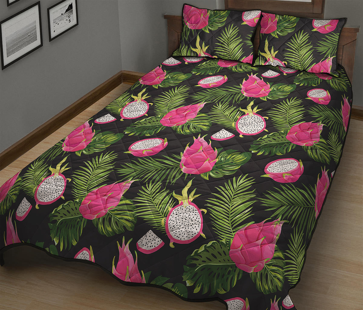 Tropical Pitaya Pattern Print Quilt Bed Set